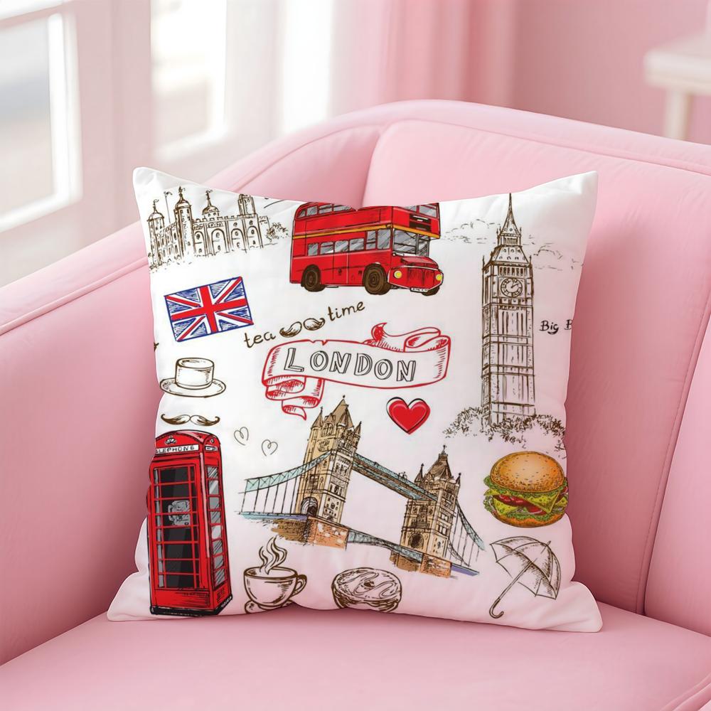 LOVE England Printed Cushion Cover Comfortable Reversible Pillow Cover Ideal for Car Sofa Bedroom & Beyond