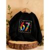 Kids Unisex Crewneck Sweatshirt, Color Broken Glass Mosaic 67 Number Frame Print Long Sleeve Pullover, Soft Sweatshirt for Boys Girls Over 4 Years Old