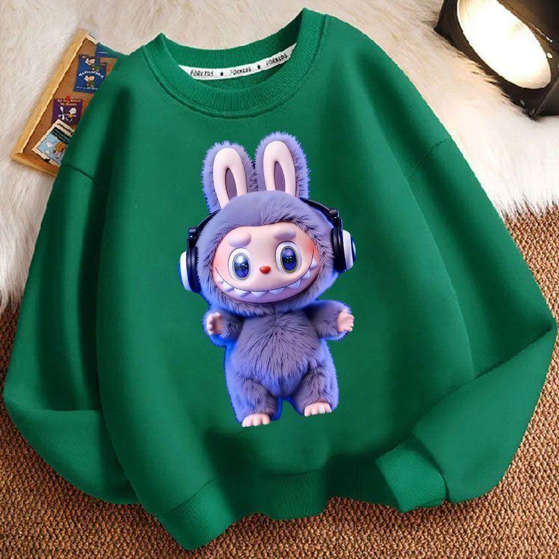 29/5000 Children's LBB Cartoon Hoodie, Long-sleeved Loose Round-neck Hoodie for Boys and Girls Spring and Autumn