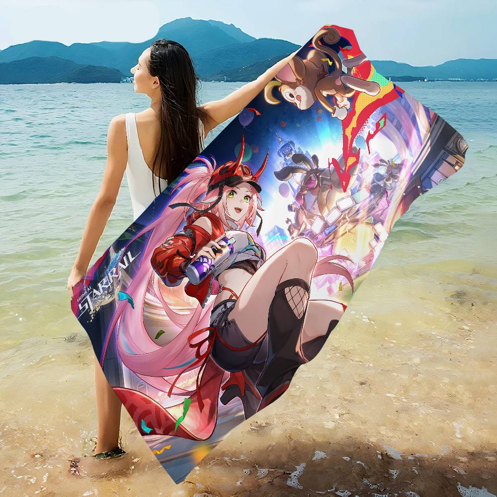 Honkai Star Rail Cartoon Anime Beach Swimming Towel Soft Absorbent Washcloth Children's Gifts for Kids Travel Camping Gym