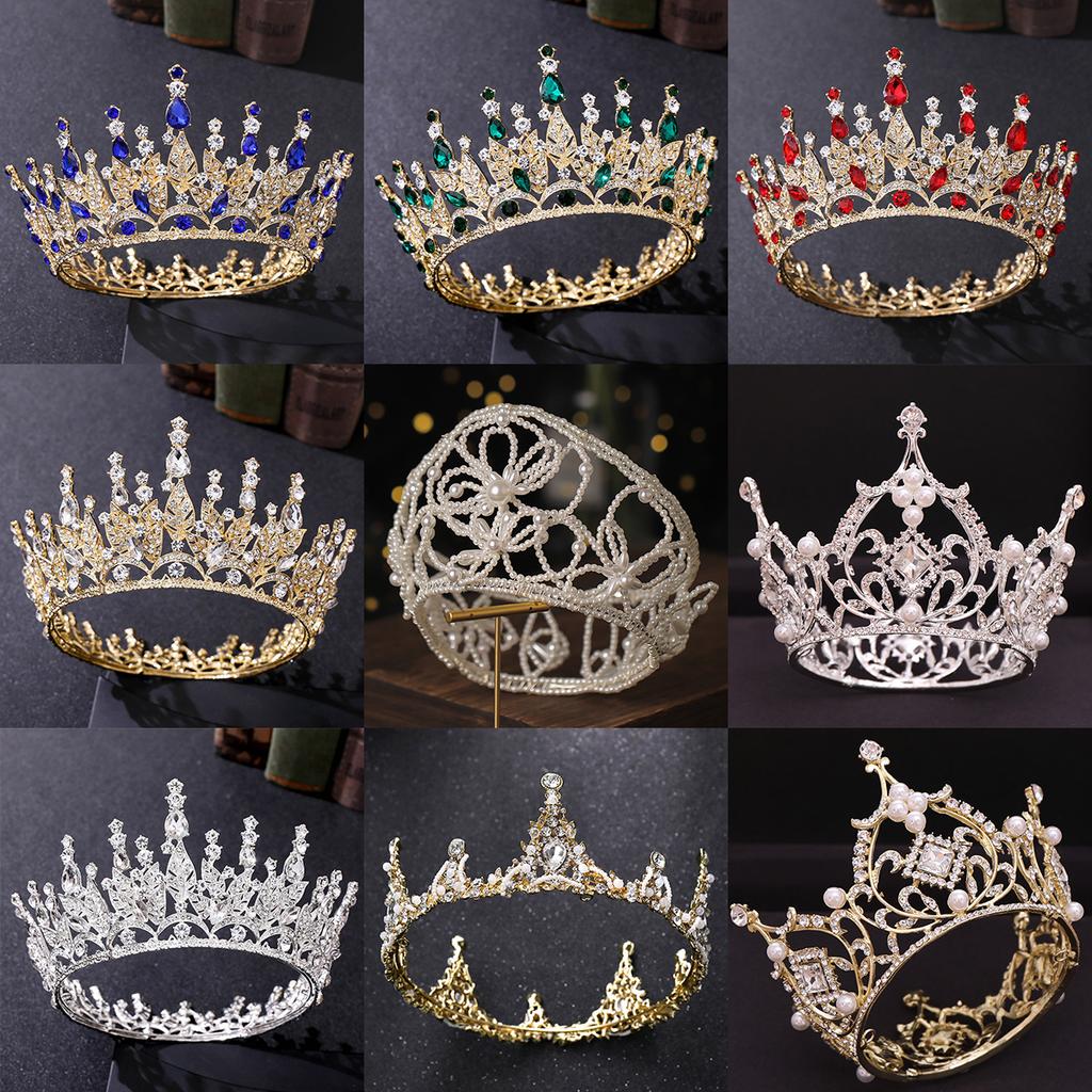Halloween Party Fairytale Kingdom Happy Wedding Retro Color Crystal Rhinestone Tiaras Coronas Bride Wedding Crown for Bride