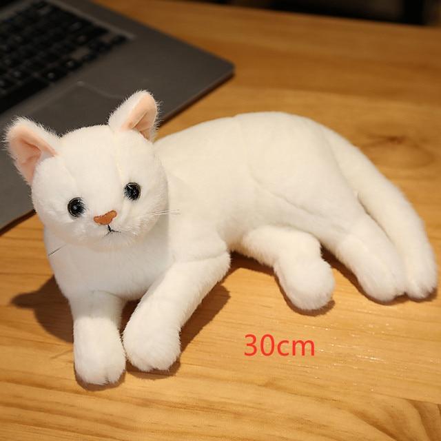Schattige echte pluche kattenpop, gevulde liggende kat, pluchen speelgoed voor kinderen, babypop, kinderverjaardagscadeau, huisdecoratie