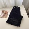 Retro cordfløyelbukser med høy midje Kvinner Vår Høst Rett Uformell bukser i full lengde Koreansk mote Baggy All Match Black Pant Plus Size