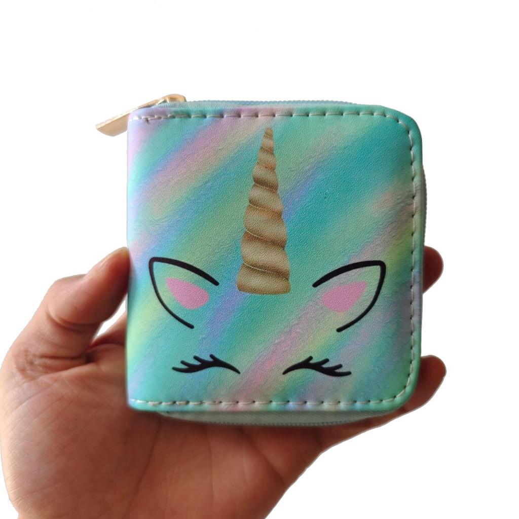 New Cat Unicorn Short Zipper Small Wallet, Wallet.