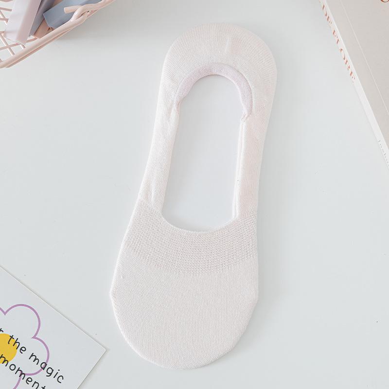 

Женские летние тонкие не сползают однотонные с мелким вырезом невидимые носки-лодочки 1 pair белый/розовый