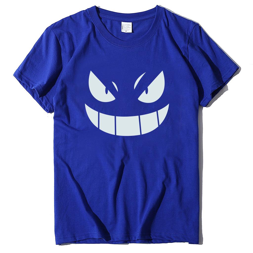 Unisex European-American Plus Size T-shirt with Evil Funny Face Art Print