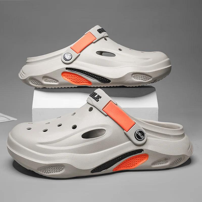 2025 Sommer Herren Hausschuhe Leichte EVA Herren Freizeitschuhe Lochschuhe Outdoor Garten Clogs Männliche Strand Flache Pantoletten