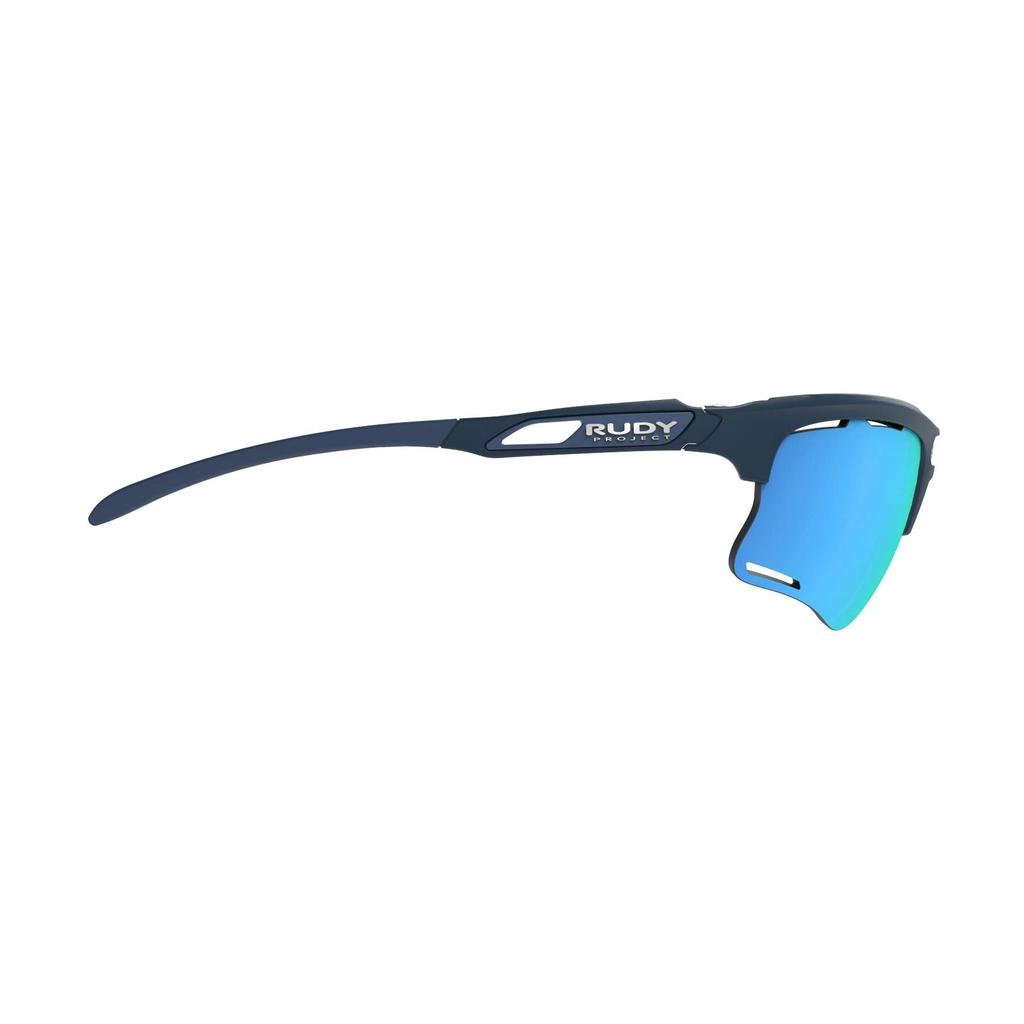 Rudy Project KEYBLADE Sportsonnenbrille für Straße und Blau-Marine Mattes Gestell mit Polar 3FX Multi Laser Blau Gläsern Fahrräder, Radfahren, Marathons, Joggen,