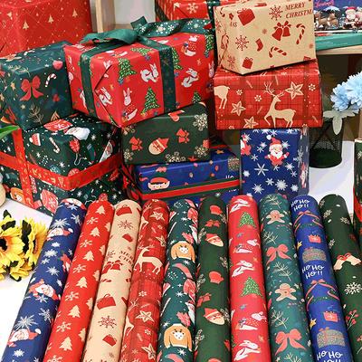 10 Pièces Papier Cadeau de Noël Papier d'Emballage Cadeau Polyvalent Portabilité Papiers d'Emballage Cadeau Fête Mariage Papiers Décoratifs d'Emballage