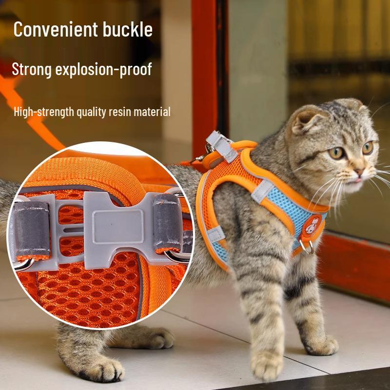 Reflective Breathable Cat Harness & Leash Set - Anti-Escape Vest for Safe Walks