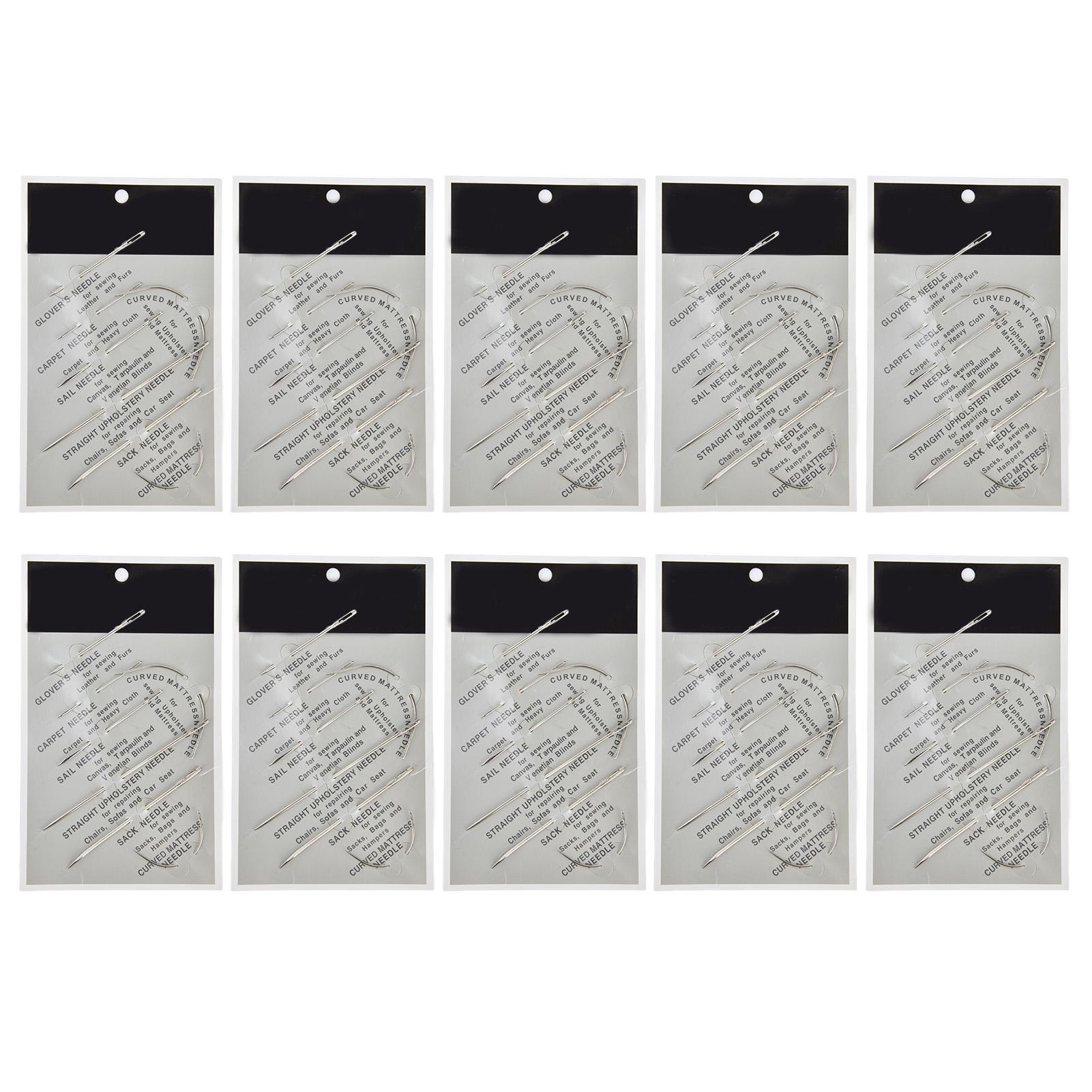 

10 Sets Sewing Needle Carbon Steel Various Sizes Hand Stitching Tool for Leather Carpet