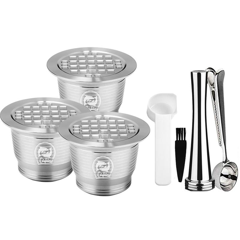 Cápsulas de Café Reutilizáveis iCafilas Moedor de Café de Aço Inoxidável Para Máquina Nespresso Porta-Filtro Recarregável Pods
