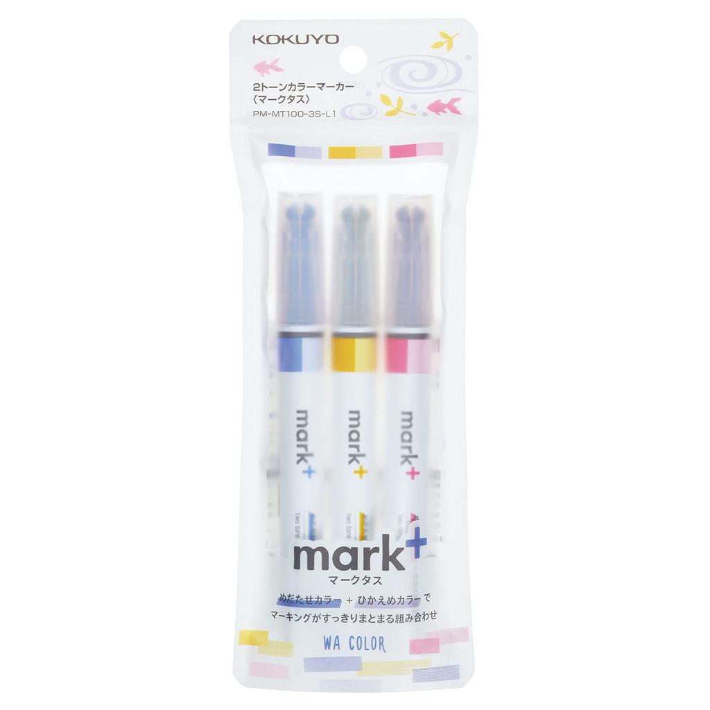 Kokuyo Marktus In Limited Japanese Highlighter, 2-Color 1, 3-Piece Set, Edition, Colors, PM-MT100-3S-L1