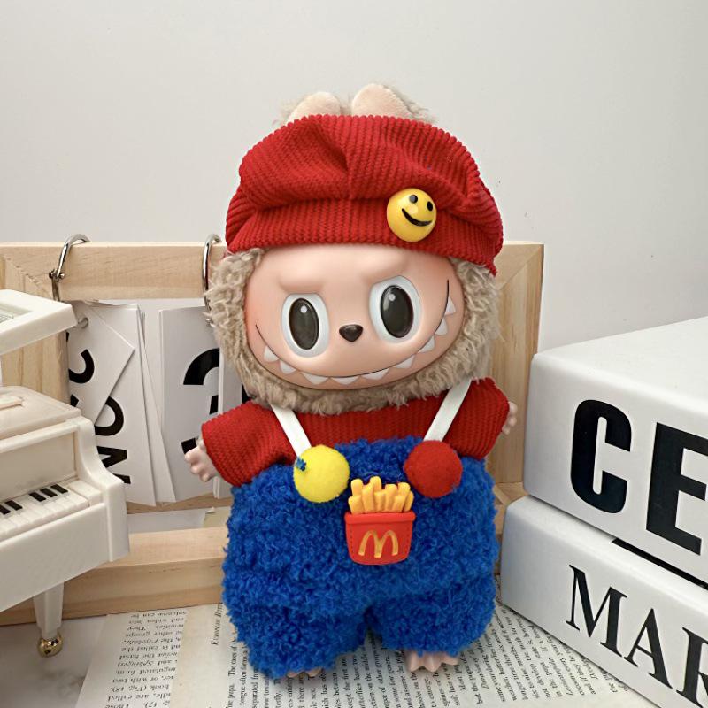 

Одежда для кукол Лабубу: Костюм с юбкой из плюша или винила 17 см, подходит для одного, двух и трех поколений Red and Blue M