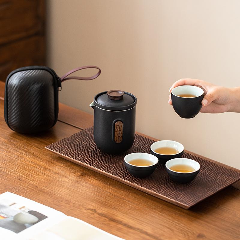 Portable Travel Tea Set Outdoor Teapot Teacup Simple Camping Quick Tea Cup One Pot Four Cups