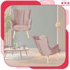 Vika Scandinavian Armchair with Footrest, Pouffe, Profiled, Family Meble, Lilac Pink