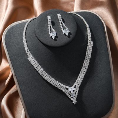 European and American Light Luxury Wedding Necklace Earrings Set, Fringed Earrings Necklace High-end Jewelry Set