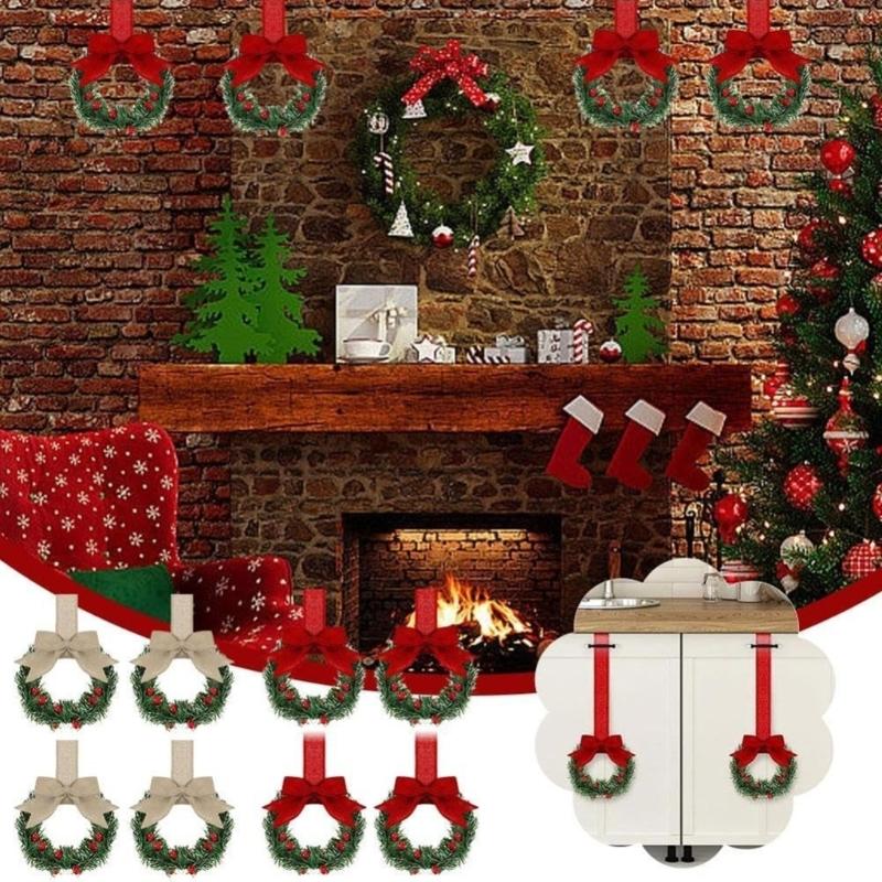 Plastic Bowknot Closet Hooks with Ribbon Designs Multipurpose Wreath Hanging Rings for Home Holiday Festival Decoration