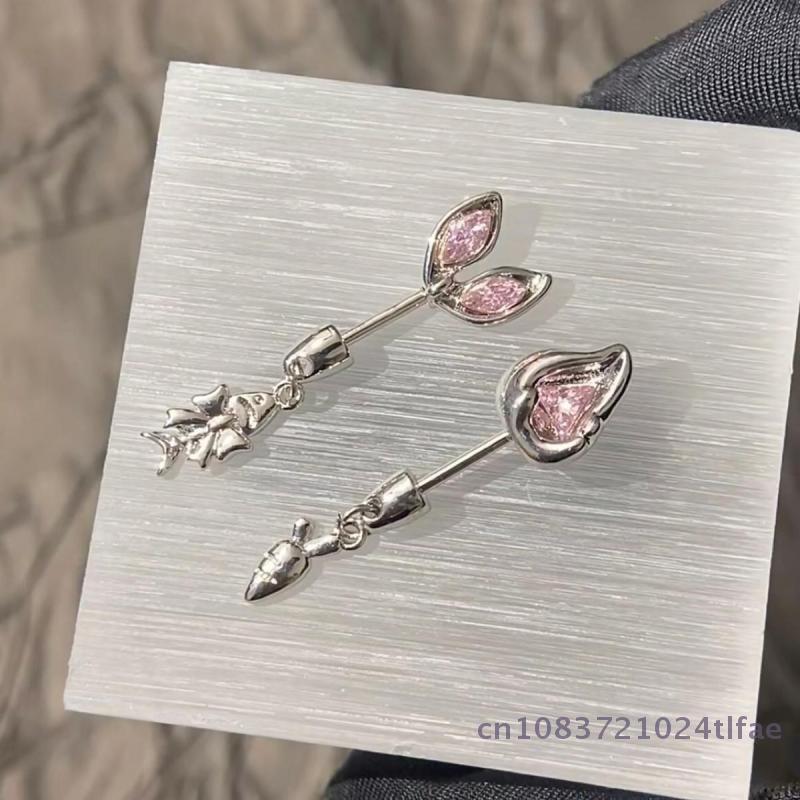 1ks Elegantní náušnice ve tvaru kočičího ucha, přívěsek srdce s křížkem ze zirkonu, piercing do ucha (helix) pro ženy