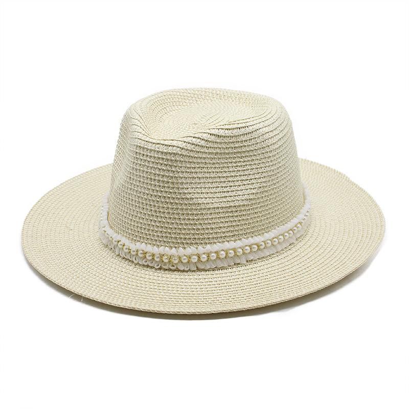 Summer Men'S And Women'S Gender-Neutral Sunshade Straw Hat Sun Protection Uv Protection Straw Woven Panama Top Hat