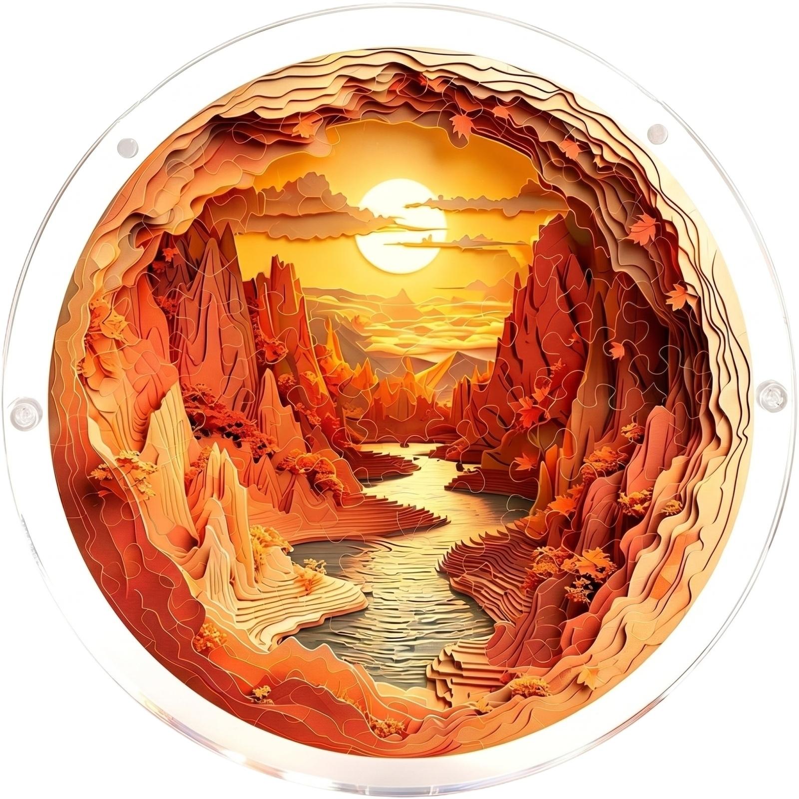 

2D Acrylic Puzzle Sun Catcher Window Decor with Landscape Design for Home Office Living Room Wall Hanging Art One Size