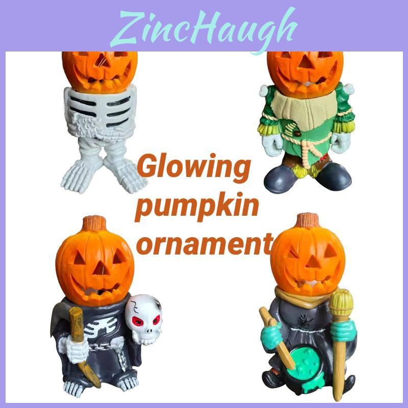 Regalo de Halloween Minimalista Moderno Caballero Calabaza Adorno Decorativo de Resina para Jardín