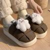 Down cotton slippers warm in winter thick-soled velvet indoor home simple cotton shoes autumn and winter shoes