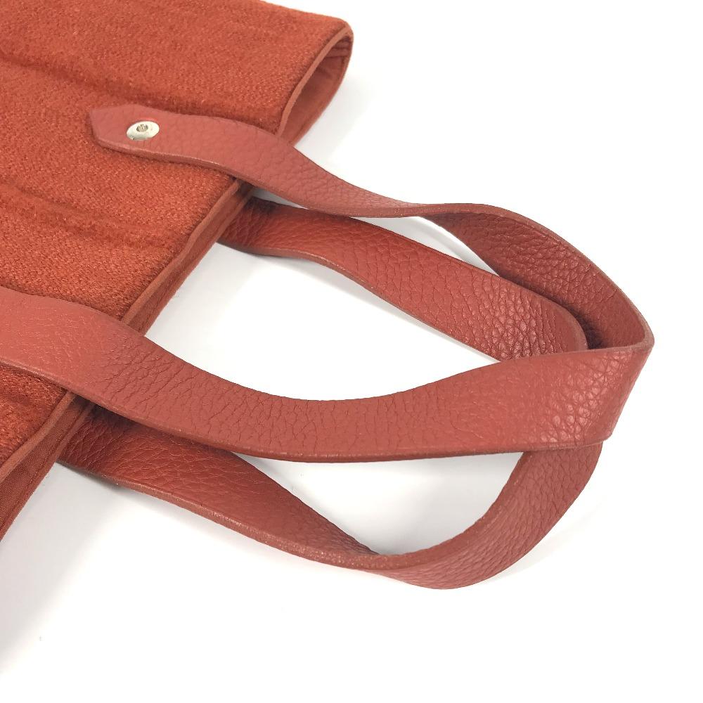 HERMES Amedaba PM Mini Bag Mini Tote Handbag Hand Bag wool / Leather Orange