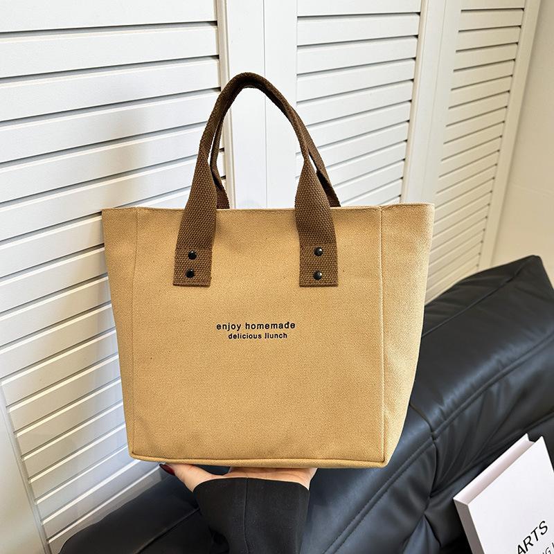 Canvas Women's Bag Simple Letter Printed Handbag Large Capacity Tote Bag Canvas Shoulder Bag Bento Bag