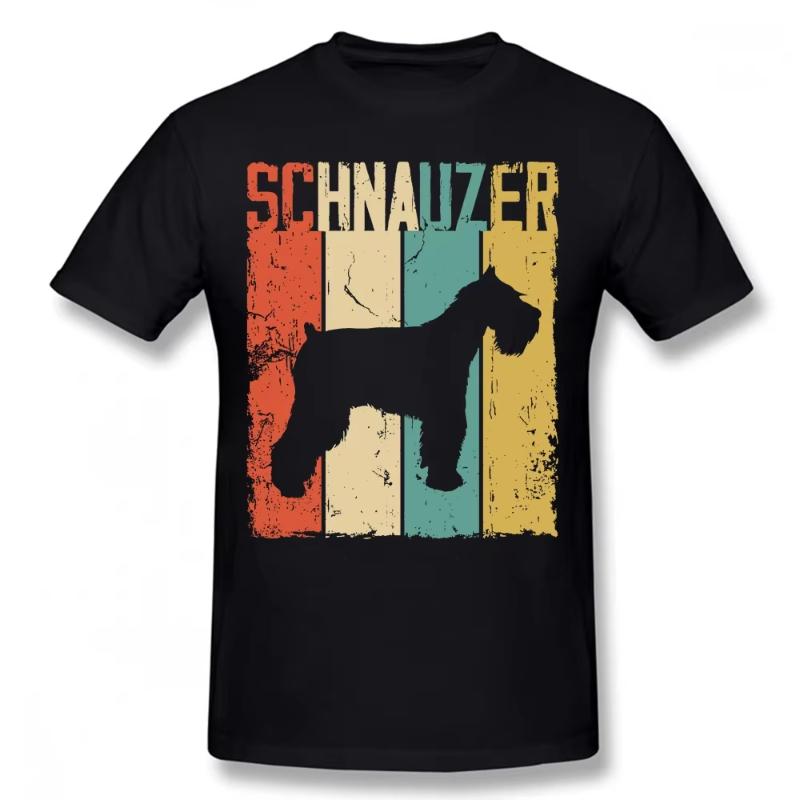 

Summer style pattern cotton birthday gift Tshirt for men fun Schnauzer dog retro style Tshirt 4XL