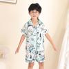 Ice Silk Summer Pajamas Set for Kids - Short Sleeve & Long Pants