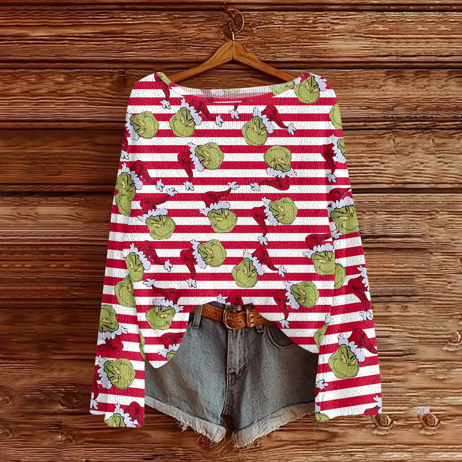 

Christmas Sweatshirts For Women Knit Sweater Cute Shirt Fall Crewneck Pullover Tops M