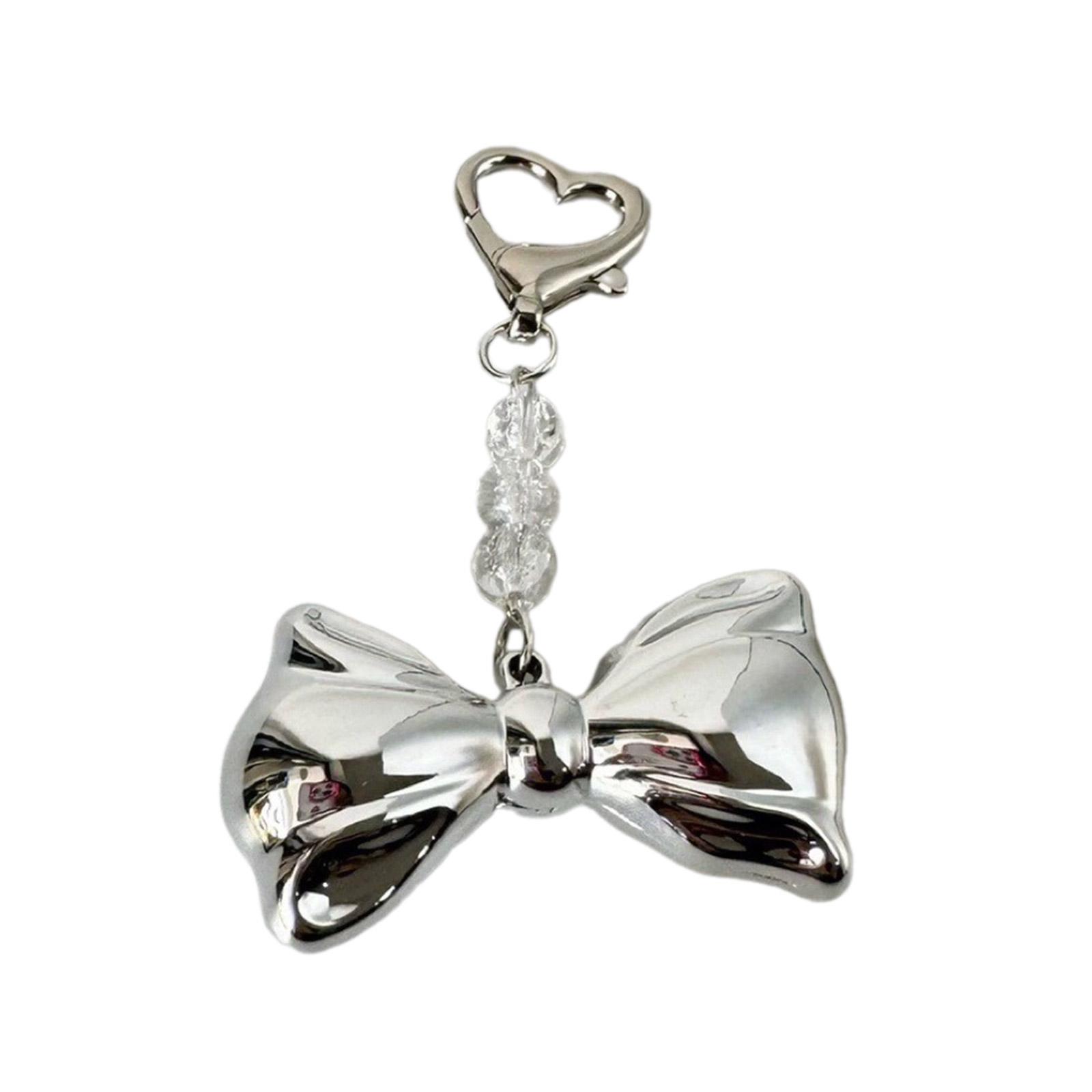 

Серебряный бант бусины подвески брелки милый милый кулон подвески украшение брелок рюкзак украшение для женщин девочек A