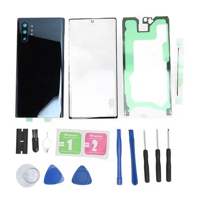 Reemplazo de Tapa Trasera de Cristal Ajuste Perfecto Cubierta de Pantalla Exterior Frontal de Cristal para Samsung Galaxy Note 10 Plus Negro