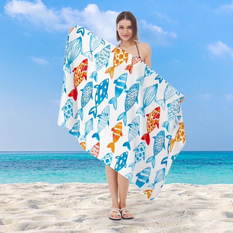 Pastel Rainbow Striped Beach Towel Microfiber Quick Dry Absorbent Lightweight Colorful Summer Towel for Beach Pool Vacation