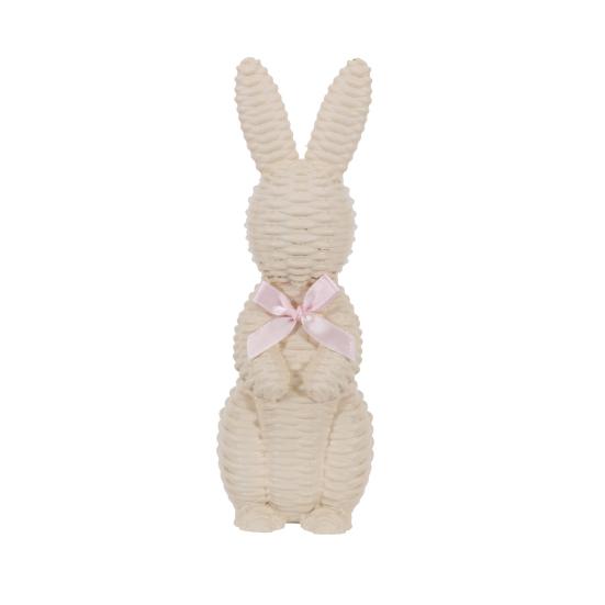 

Rattan Effect Resin Easter Bunny Figurine Wicker Rabbit Statue with Bow for Spring S
