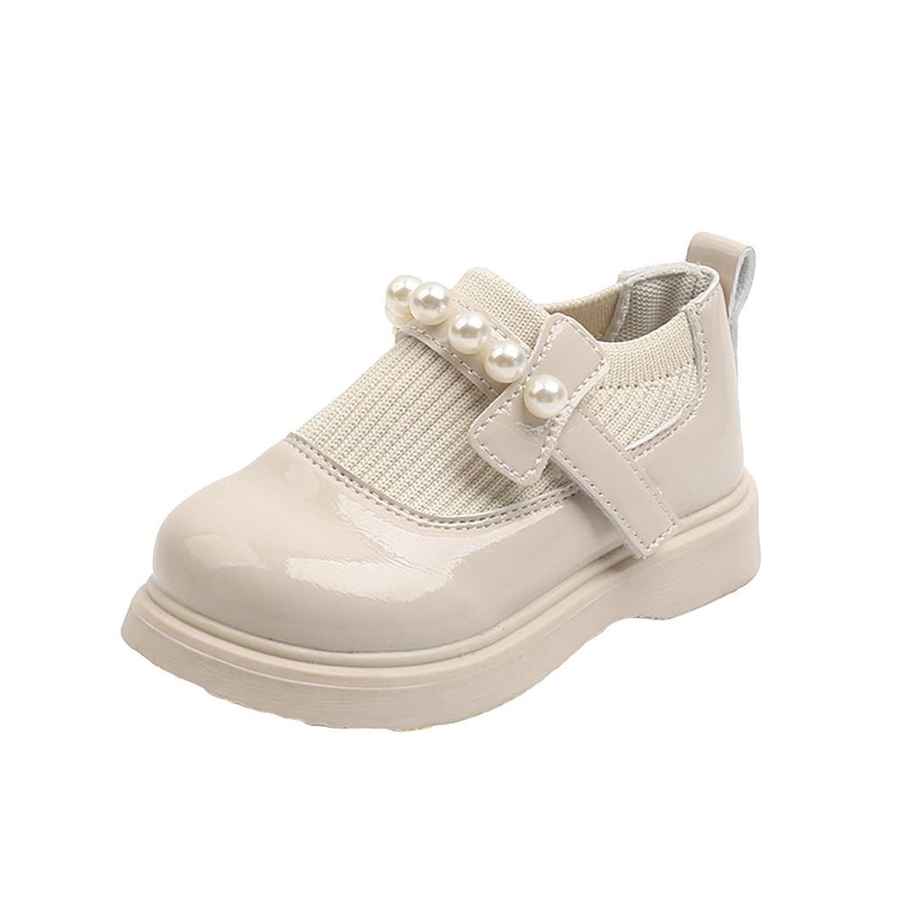 Girls Leather Shoes Autumn New Princess Shoes Baby Solid Color Soft Bottom Velcro Toddler Shoes