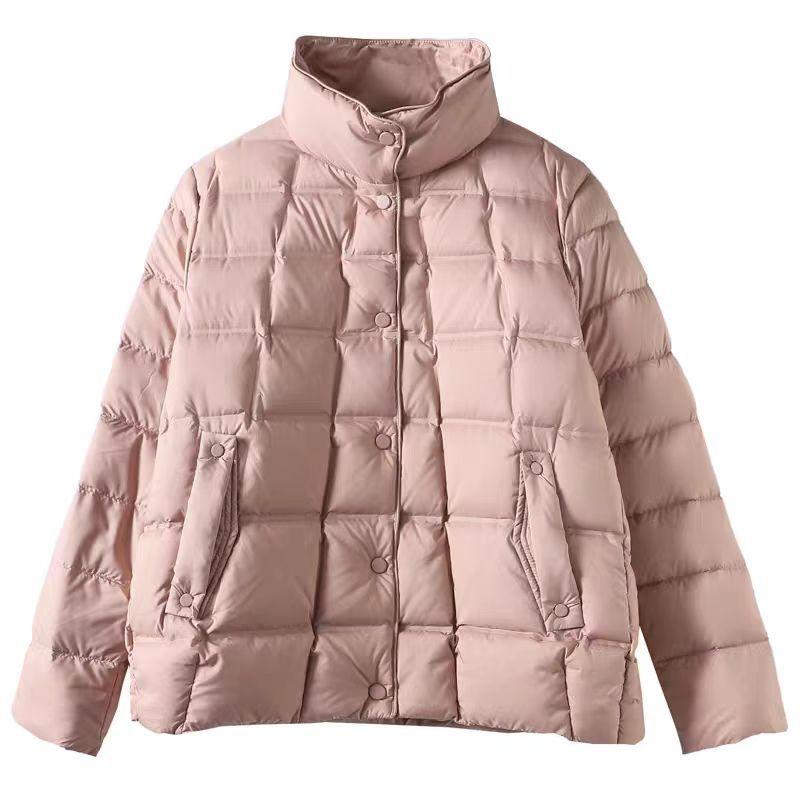 High-end white duck down short down jacket women's winter fashion stand-up collar small warm jacket Pinghu