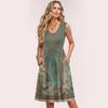 Women Summer Dresses Sleeveless Casual Loose Swing Button Down Midi Sundress With Pockets