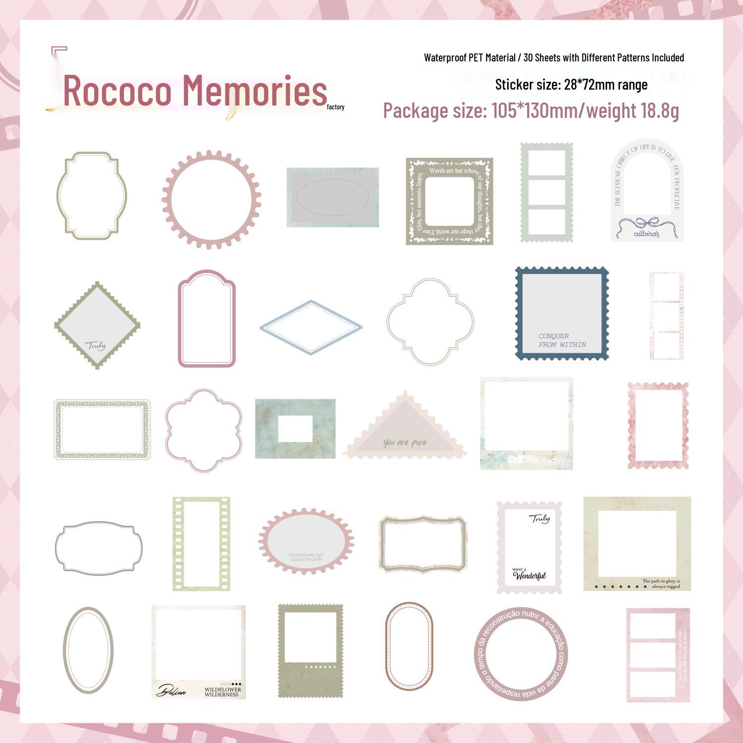 Yue Zhen Waterproof PET Journal Sticker Pack - Time Marks Design