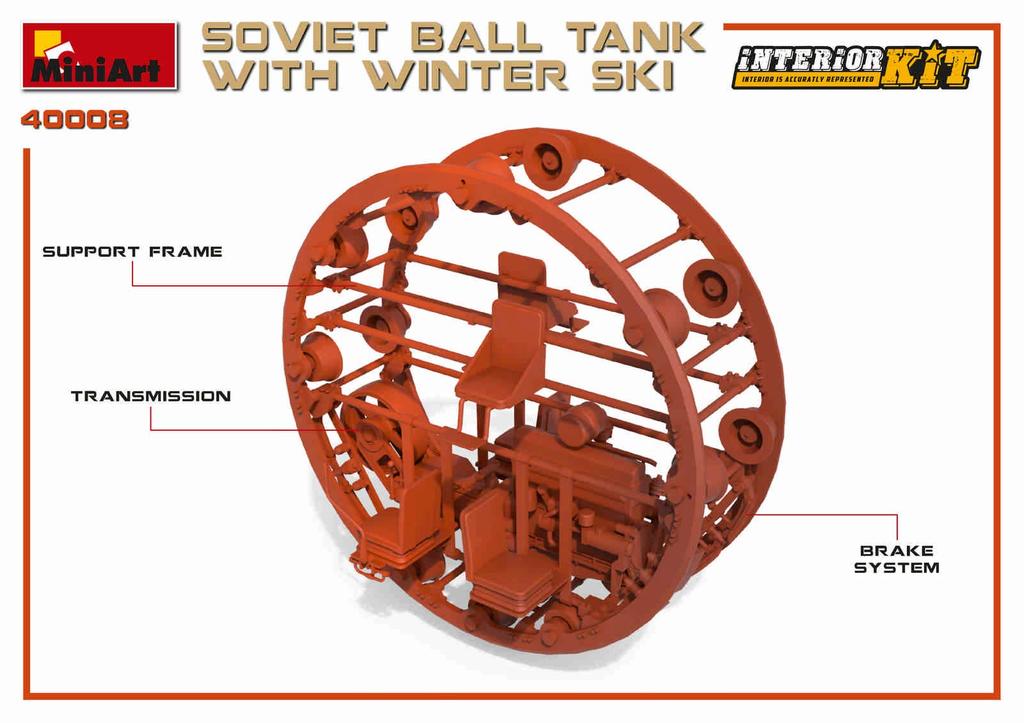 MiniArt Scale Soviet Ball Tank with Winter Skis and Full Interior Plastic Model Kit MA40008 1/35 (Interior Reproduction)