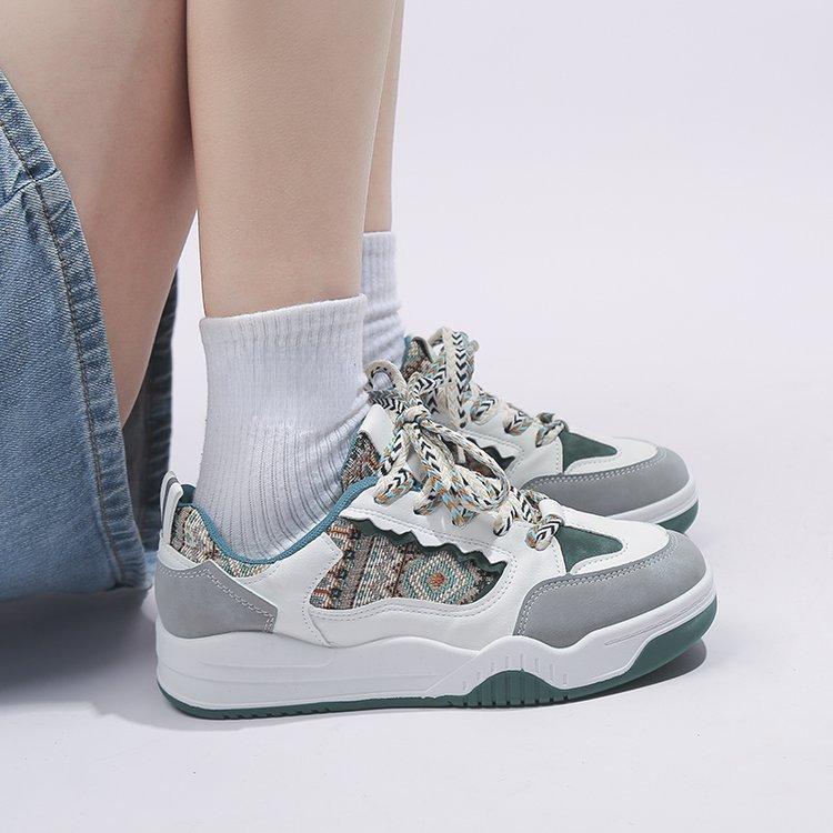 Baskets épaisses blanches pour femmes, chaussures à plateforme à la mode, chaussures de sport bohème à semelle épaisse