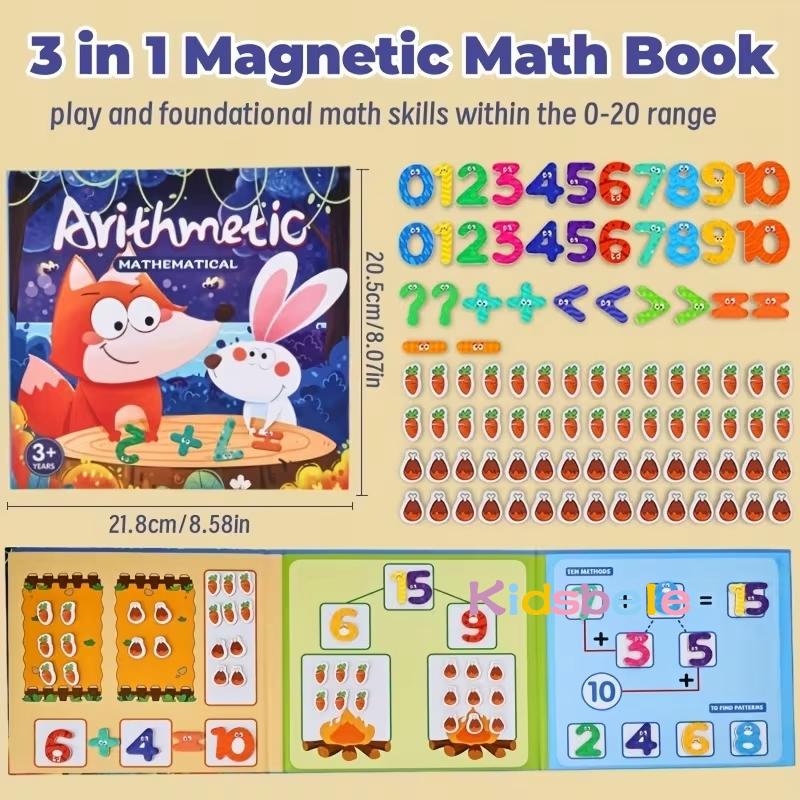 Montessori 3 In 1 Magnetic Math Book Arithmetic Training Plaything Number Counting & Splitting Hands-On Operation Plaything Birthday  Present