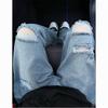 Ground and ripped retro jeans European and American hiphop fried street pants men's niche design casual pants trendy brand