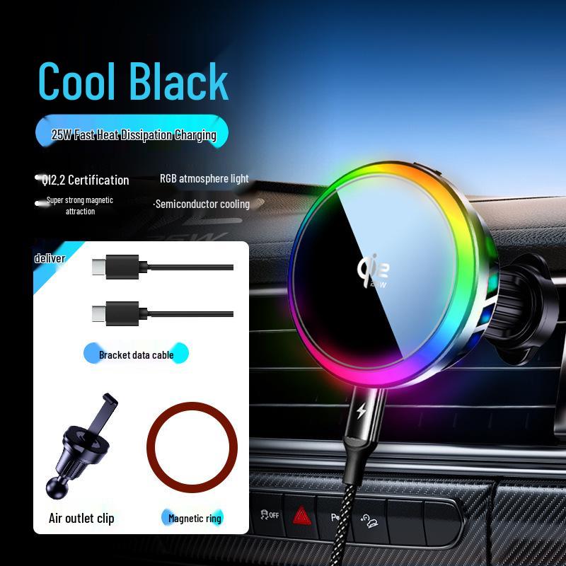 Qi2.2 25W Magnetic Wireless Charger with Cooling Fan and Car Phone Holder