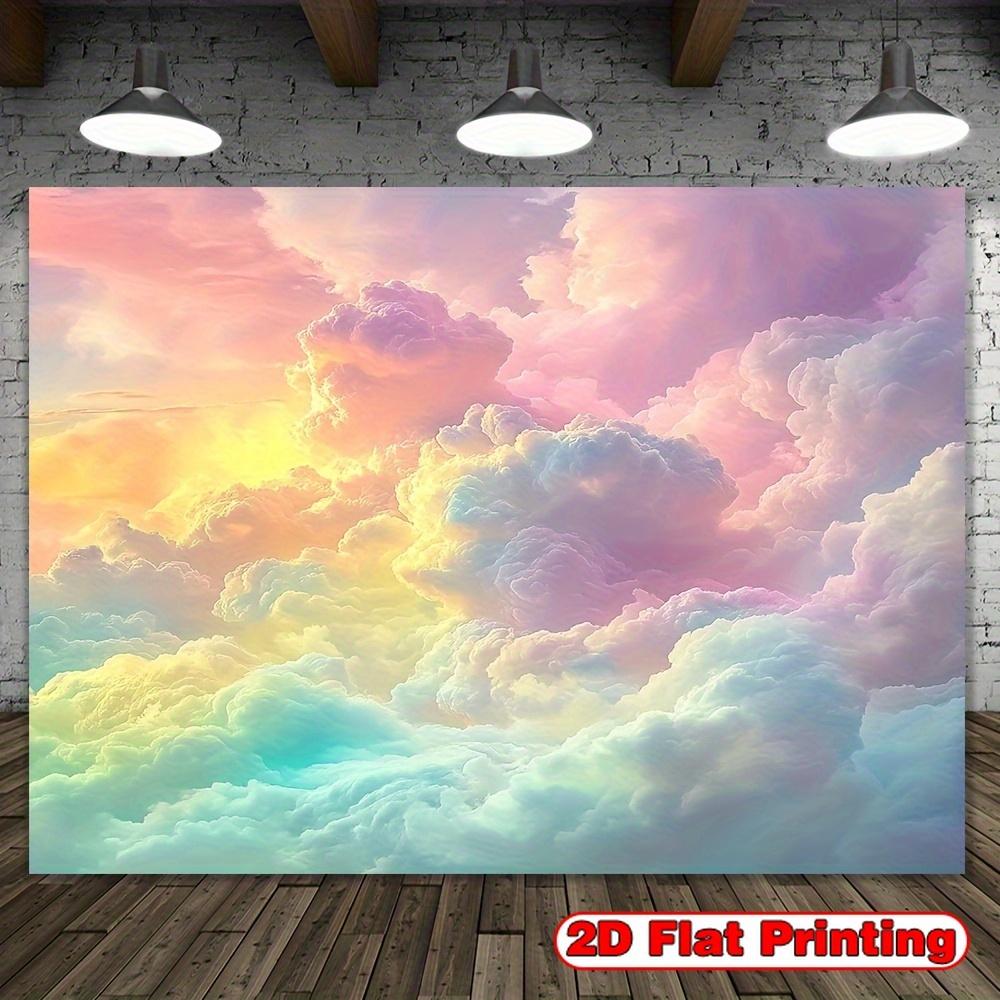2D Flat Banner 1 Piece with a Dreamy Cloud Polyester Fabric Background Suitable for Home Walls and Gardens