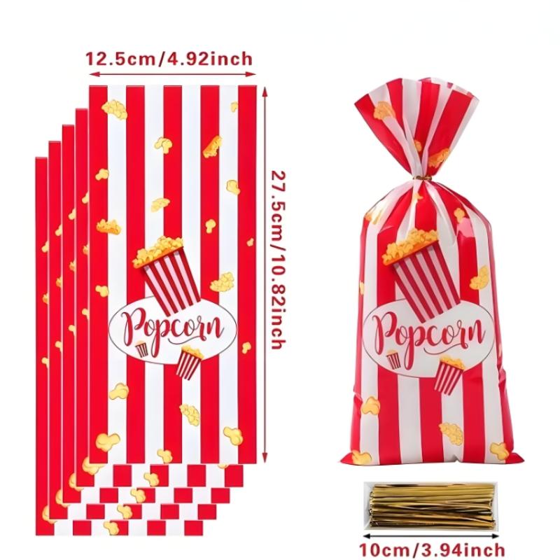 25/50/100 Buc Pungi Ambalaj Popcorn Pungi cu Dungi de Carnaval Cupe Portabile pentru Alimente Pungi pentru Gustări Mini Recipiente pentru Delicii Consumabile pentru Petrecere