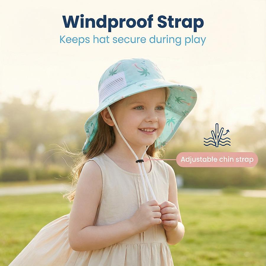Children's Breathable Sun Hat with Detachable Face Cover for Outdoor Travel & Mountaineering