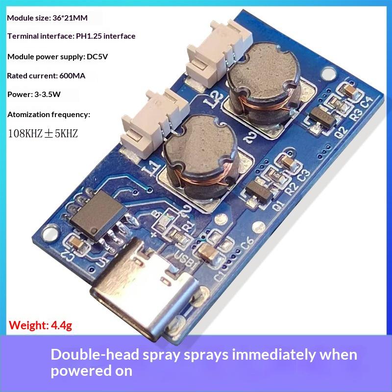 

*TS 1 Set Dual Spray Electrified Direct Spray No Switch Ultrasonic Atomizer Humidifier Module Type C DC5V Single Module