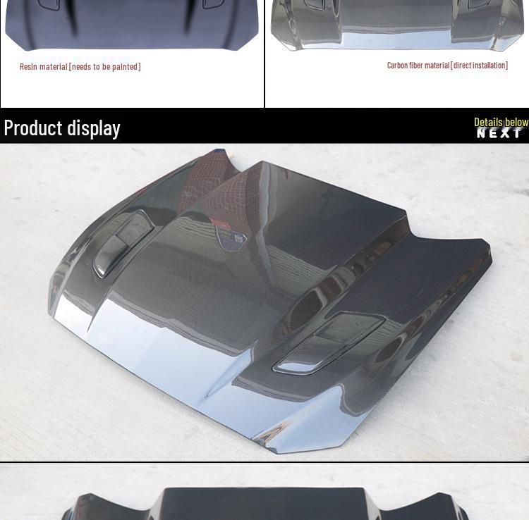 Carbon Fiber Hood for 15-17 Ford Mustang - Supercharger Compatible with Heat Dissipation